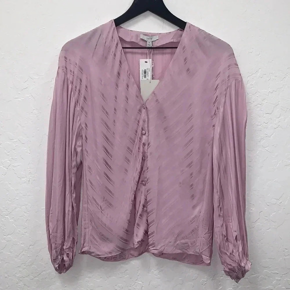 JOIE NWT Satin Stripe Button Front  Blouse Size XS - Picture 2 of 7